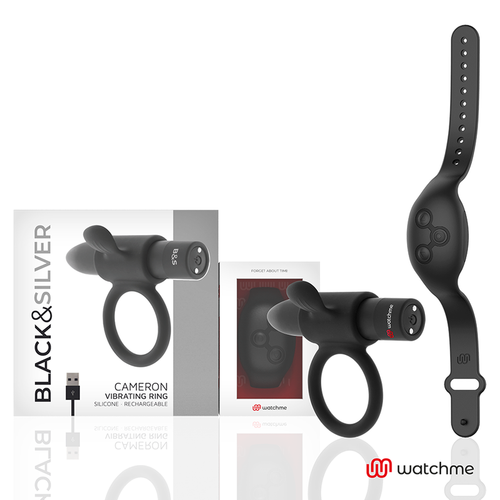 BLACK&SILVER - ZDALNIE STEROWANY KOKPIT Z KÓŁKIEM NA PENISA CAMERON WATCHME