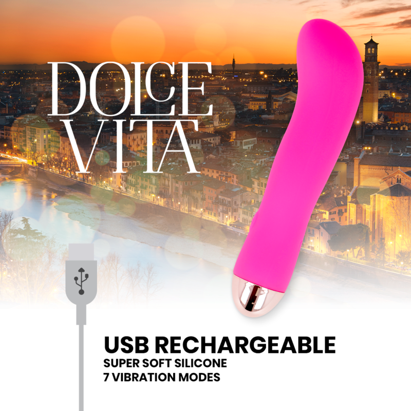 DOLCE VITA - WIBRATOR AKUMULATOROWY DWA RÓŻOWY 7 PRĘDKOŚCI