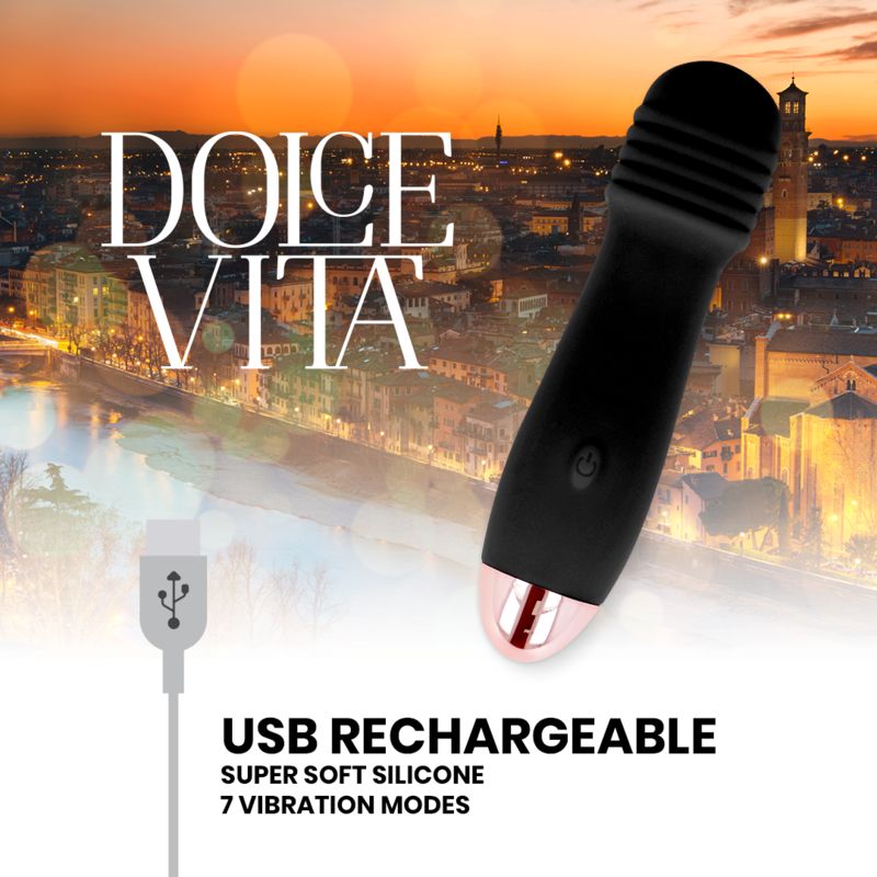 DOLCE VITA – WIBRATOR AKUMULATOROWY TRZY CZARNY 7 PRĘDKOŚCI