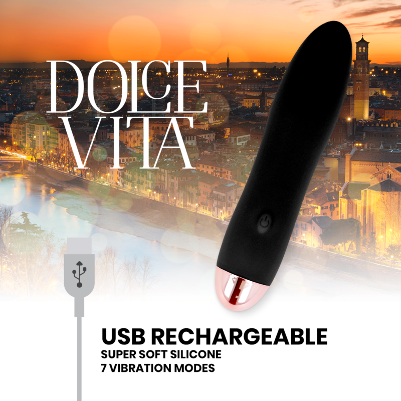 DOLCE VITA - WIBRATOR AKUMULATOROWY CZARNY 7 PRĘDKOŚCI