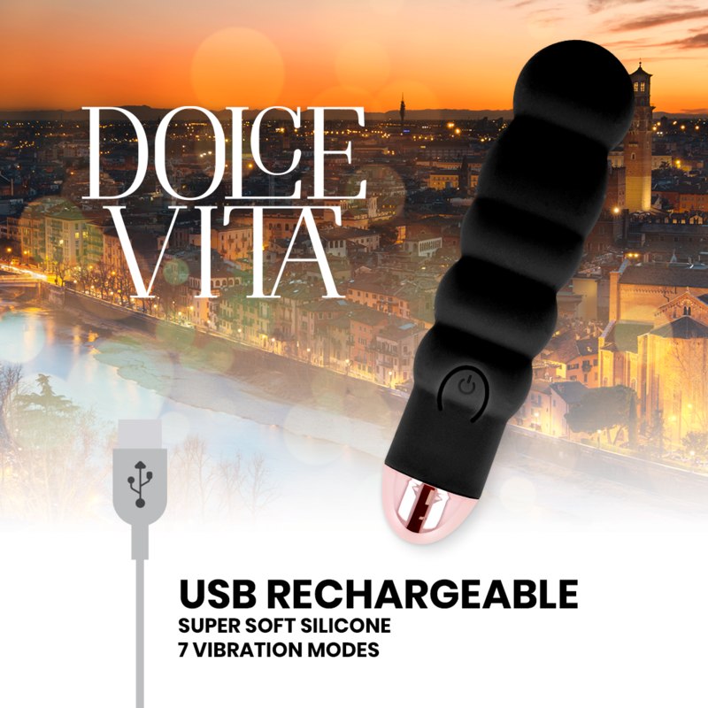 DOLCE VITA - WIBRATOR AKUMULATOROWY SIX CZARNY 7 PRĘDKOŚCI