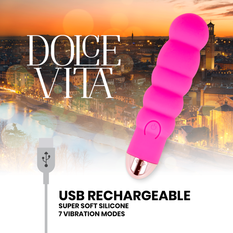 DOLCE VITA - WIBRATOR AKUMULATOROWY SIX RÓŻOWY 7 PRĘDKOŚCI
