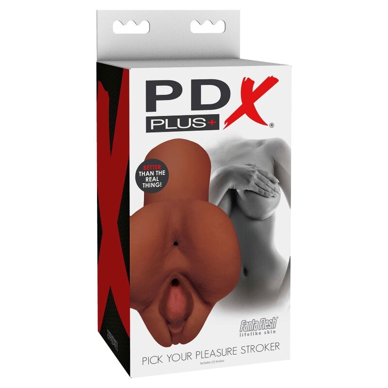 PDX PLUS - WYBIERZ SWOJĄ PRZYJEMNOŚĆ, PODWÓJNY BRĄZOWY MASTURBATOR