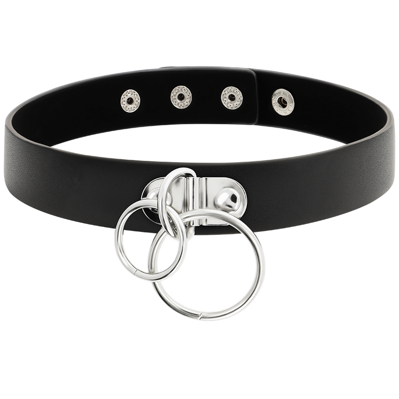 COQUETTE CHIC DESIRE - CHOKER Z EKOSKÓRY Z PODWÓJNYMI KÓŁKAMI