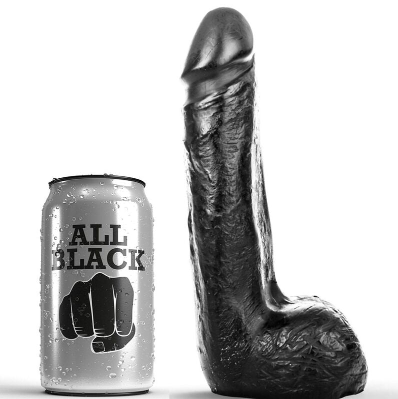 CAŁY CZARNY - MIĘKKI, CZARNY, REALISTYCZNY DILDO 20 CM