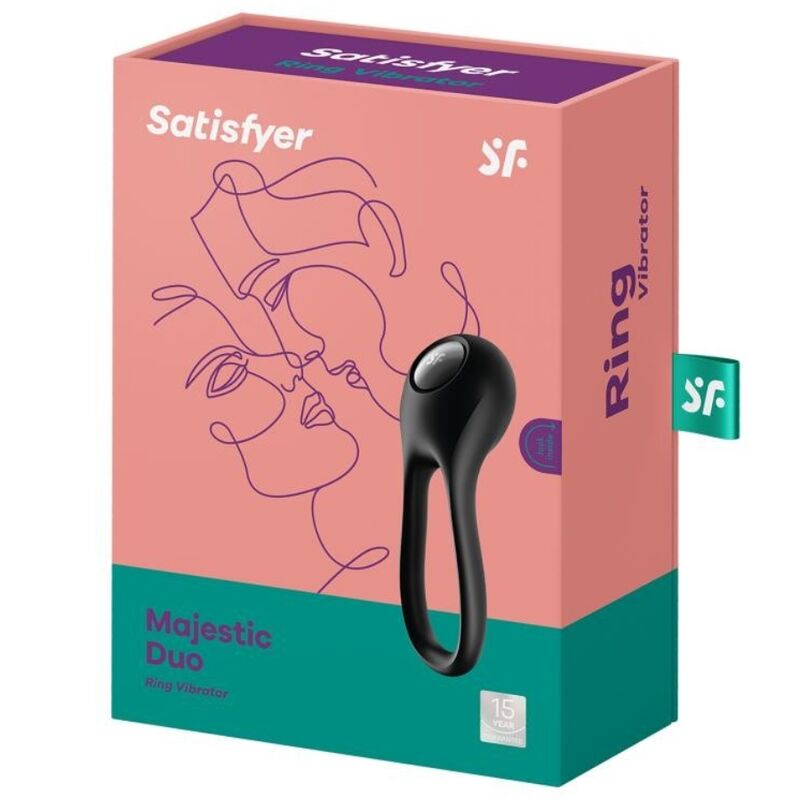 SATISFYER - MAJESTIC DUO RING WIBRATOR CZARNY