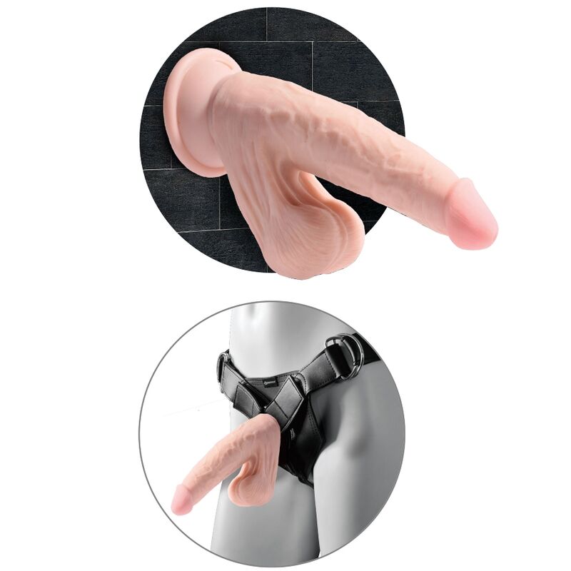 KING COCK - PLUS 3D DILDO Z BUJAJĄCYMI SIĘ JAJAMI 24.5 CM JASNA SKÓRA