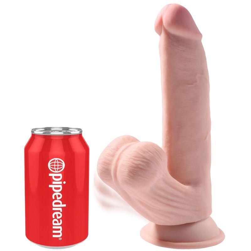 KING COCK - PLUS 3D DILDO Z BUJAJĄCYMI SIĘ JAJAMI 24.5 CM JASNA SKÓRA