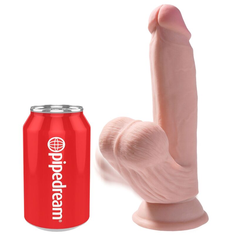 KING COCK - PLUS 3D DILDO Z WISZĄCYMI JAJAMI 15.2 CM JASNA KARNACJA