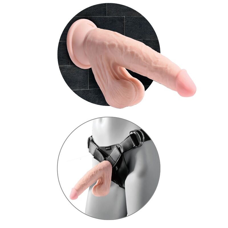 KING COCK - PLUS 3D DILDO Z WISZĄCYMI JAJAMI 20,3 CM