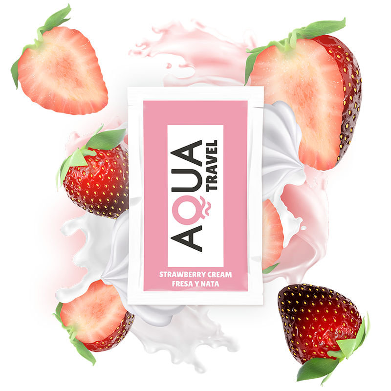 AQUA TRAVEL - LUBRYKANT NA BAZIE WODY O SMAKU ŚMIETANKOWO-TRUSKAWKOWYM 6 ML