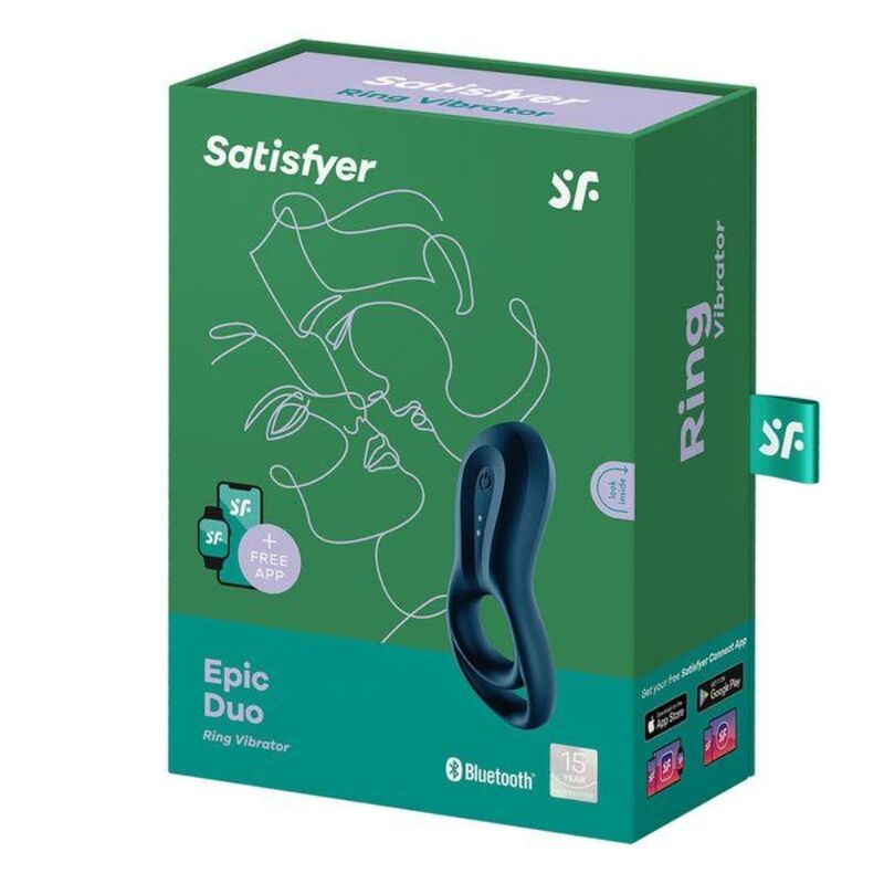 SATISFYER - WIBRATOR PIERŚCIENIOWY EPIC DUO APP NIEBIESKI