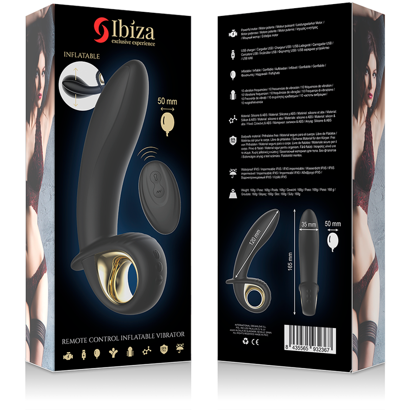 IBIZA - MOCNY DMUCHANY WIBRATOR ANALNY/WAGINALNY Z PILOTEM