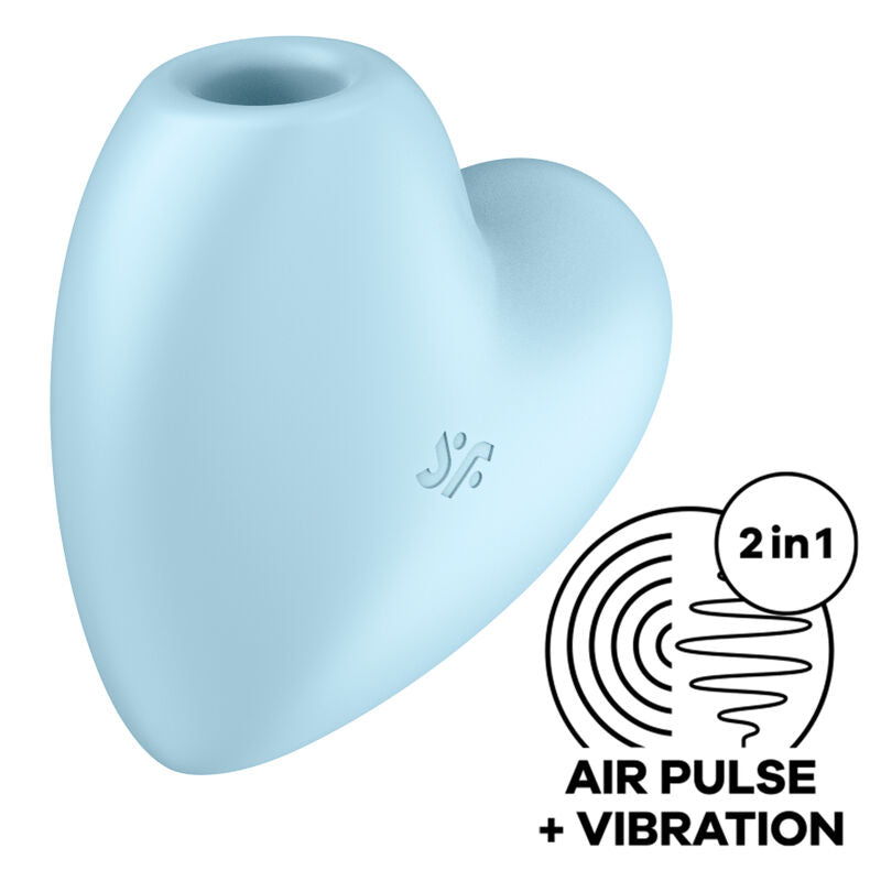 SATISFYER - STYMULATOR POWIETRZNY I WIBRATOR CUTIE HEART NIEBIESKI