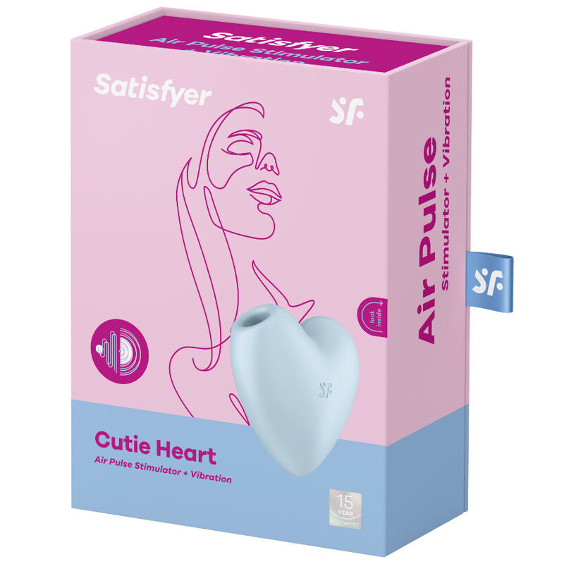 SATISFYER - STYMULATOR POWIETRZNY I WIBRATOR CUTIE HEART NIEBIESKI