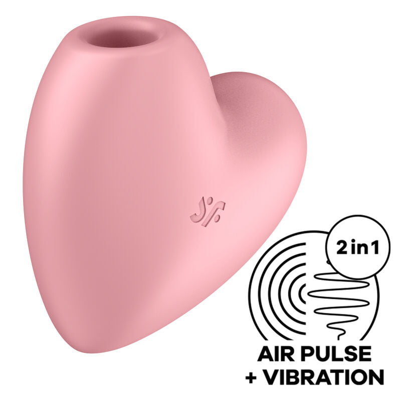 SATISFYER - STYMULATOR POWIETRZNY I WIBRATOR CUTIE HEART RÓŻOWY