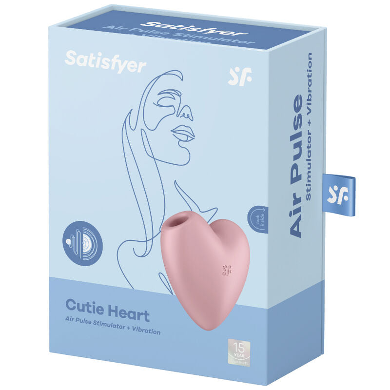 SATISFYER - STYMULATOR POWIETRZNY I WIBRATOR CUTIE HEART RÓŻOWY