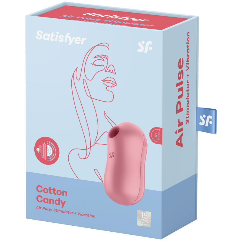 SATISFYER - STYMULATOR POWIETRZNY I WIBRATOR WATA CUKROWA RÓŻOWY