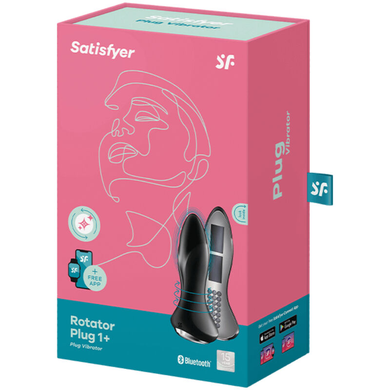 SATISFYER - KOREK OBROTOWY 1+ WIBRUJĄCY KOREK APLIKACJA CZARNA