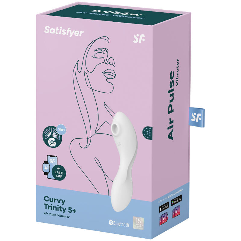 SATISFYER - CURVY TRINITY 5 STYMULATOR POWIETRZNY I WIBRATOR Z APLIKACJĄ BIAŁY