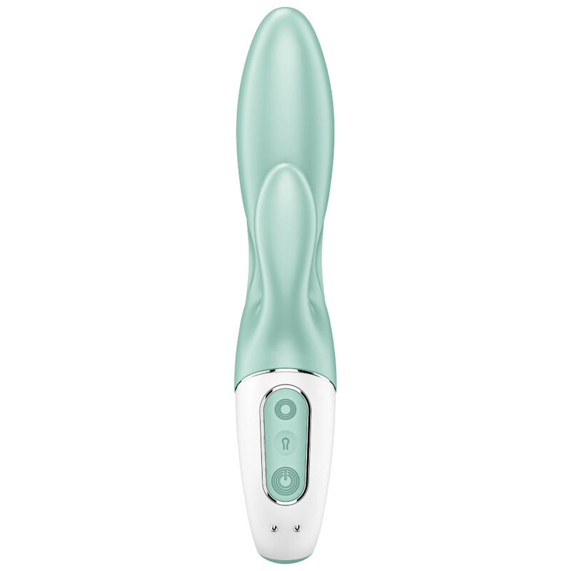 SATISFYER - WIBRATOR KRÓLICZEK Z POMPKĄ POWIETRZNĄ 5+ DMUCHANY Z APLIKACJĄ ZIELONY