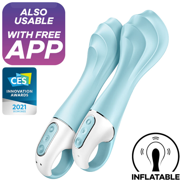 SATISFYER - WIBRATOR Z POMPKĄ POWIETRZNĄ 5+ DMUCHANY WIBRATOR PUNKTU G APLIKACJA NIEBIESKI