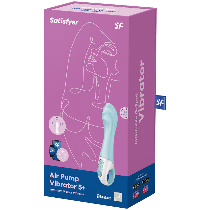 SATISFYER - WIBRATOR Z POMPKĄ POWIETRZNĄ 5+ DMUCHANY WIBRATOR PUNKTU G APLIKACJA NIEBIESKI