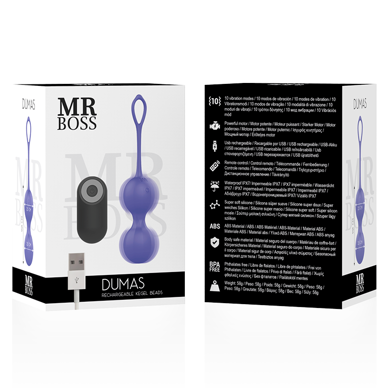 MR BOSS - DUMAS WIBRUJĄCE KULKI KEGLA STEROWANE PILOTEM