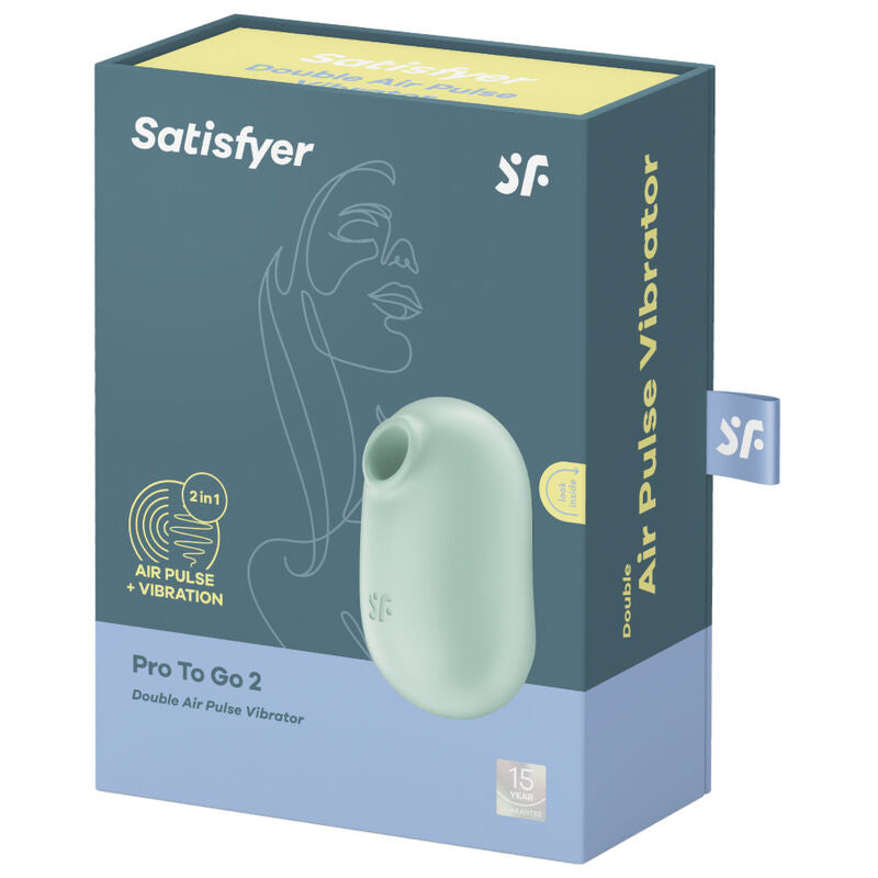SATISFYER - PRO TO GO 2 PODWÓJNY STYMULATOR I WIBRATOR POWIETRZNY ZIELONY