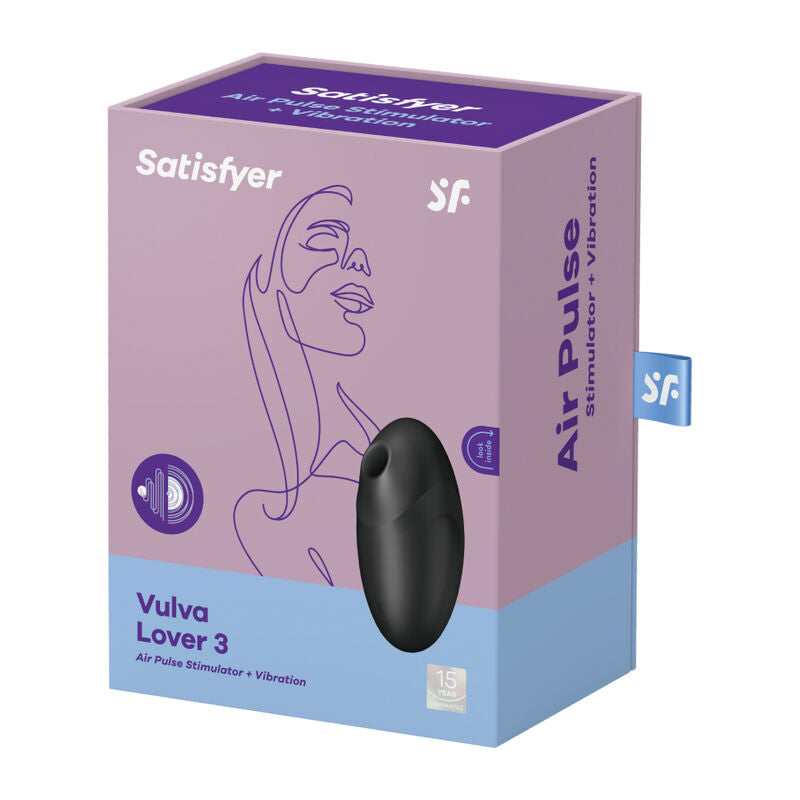 SATISFYER - STYMULATOR POWIETRZNY I WIBRATOR VULVA LOVER 3 CZARNY