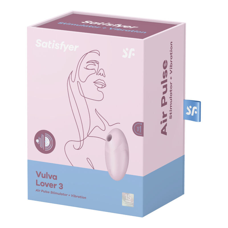 SATISFYER - STYMULATOR WIBRACYJNY POWIETRZNOHUMANIAJĄCY I WIBRATOR VULVA LOVER 3 RÓŻOWY