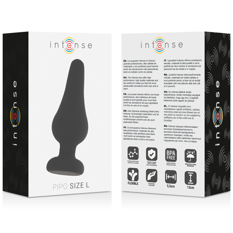 INTENSE - KOREK ANALNY PIPO L CZARNY SILIKON 13 CM