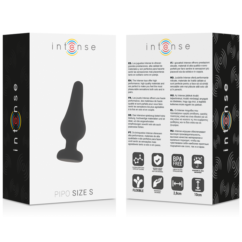 INTENSE - KOREK ANALNY PIPO S CZARNY SILIKON 9,8 CM