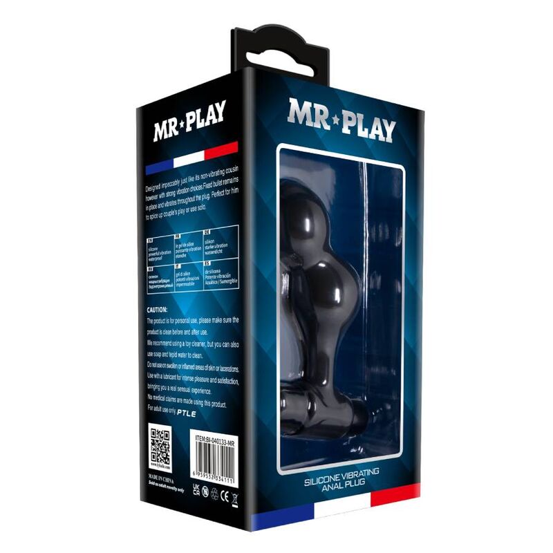 MR PLAY - CZARNY SILIKONOWY WIBRATOR KOREK ANALNY