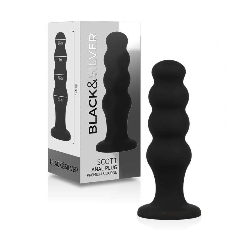 BLACK&SILVER - SCOTT PREMIUM SILIKONOWY KOREK ANALNY CZARNY