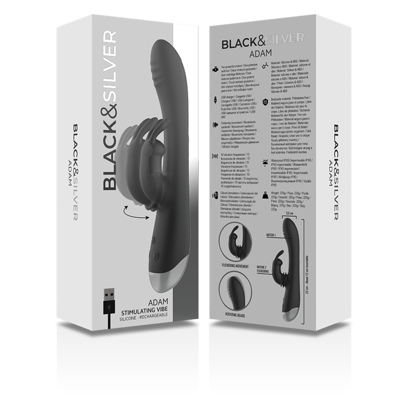 BLACK&SILVER - DJ. ADAM AKUMULATOROWY STYMULATOR KRÓLIK SILIKONOWY CZARNY