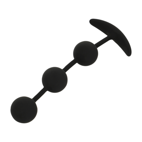CZARNO-SREBRNY - HARRY RÓŻANIEC ANALNY 3 KULKI SILIKONOWE 14 CM