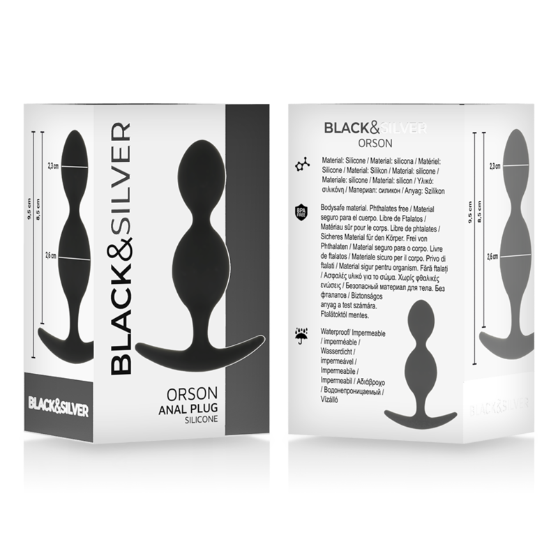 BLACK&SILVER - ORSON PLUG SILIKONOWY 2 FALE ANALNE 9 CM