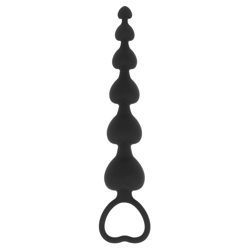 CZARNO-SREBRNY - ŁAŃCUSZEK ANALNY MILA Z SERDUSZKAMI 18 CM