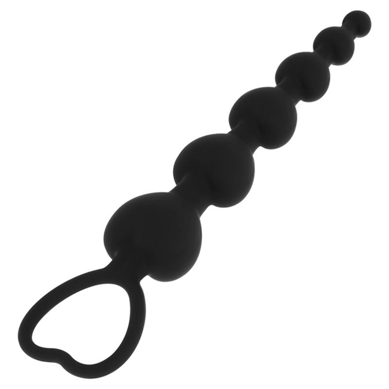 CZARNO-SREBRNY - ŁAŃCUSZEK ANALNY MILA Z SERDUSZKAMI 18 CM