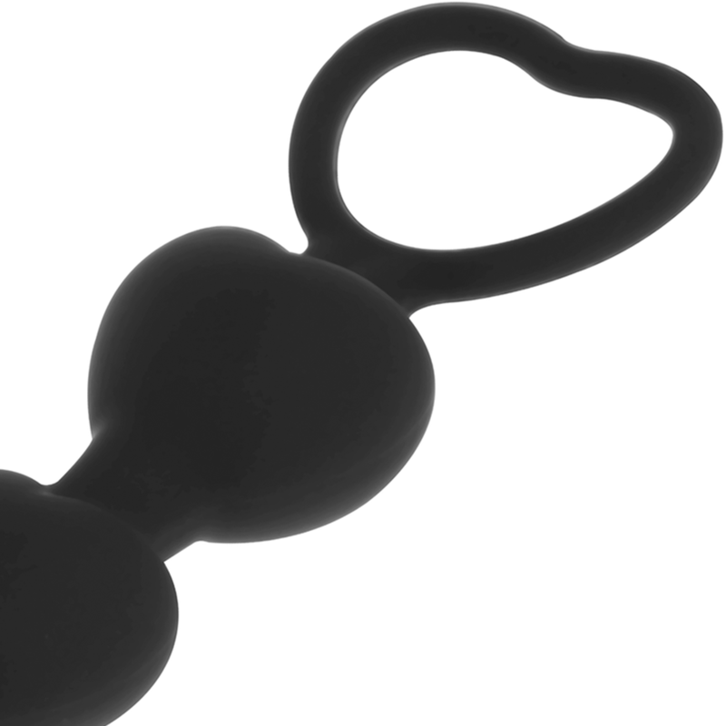 CZARNO-SREBRNY - ŁAŃCUSZEK ANALNY MILA Z SERDUSZKAMI 18 CM