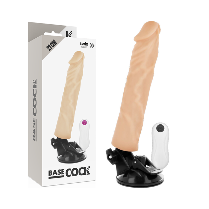 BASECOCK - REALISTYCZNY WIBRATOR STEROWANY NA ODLEGŁOŚĆ CIELEŚNISTY 21 CM -O- 4 CM
