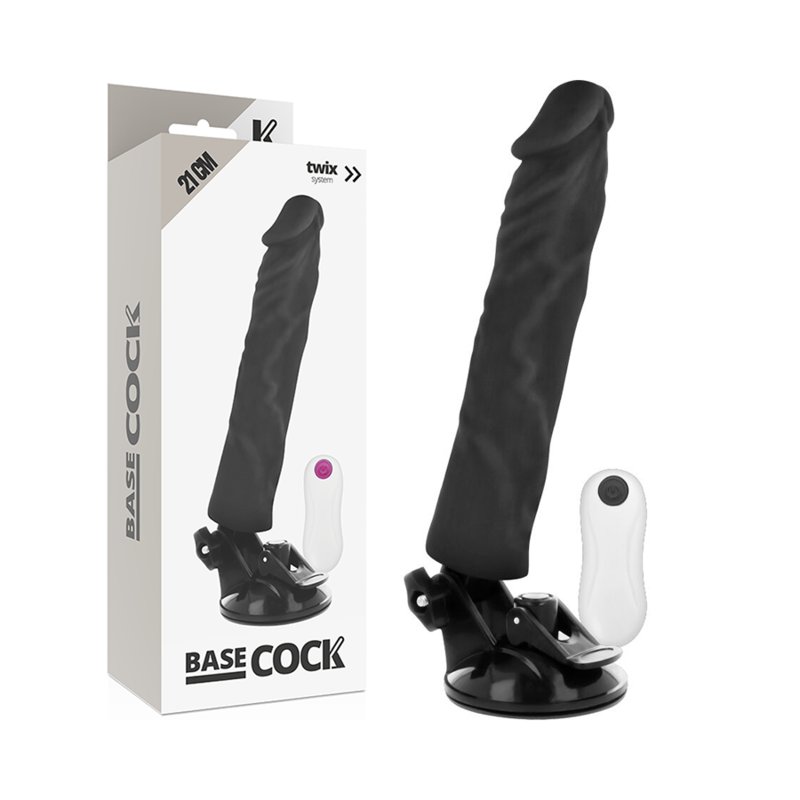 BASECOCK - REALISTYCZNY WIBRATOR Z PILOTEM CZARNY 21 CM -O- 4 CM