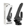 BASECOCK - REALISTYCZNY CZARNY WIBRATOR Z PILOTEM I JĄDRAMI 20 CM -Ø- 4 CM