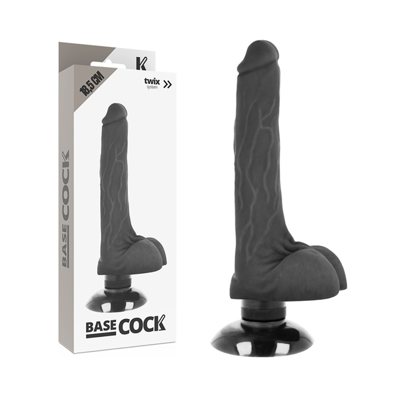 PENIS - REALISTYCZNY WIBRATOR 2 W 1 CZARNY 18.5 CM -O- 4 CM