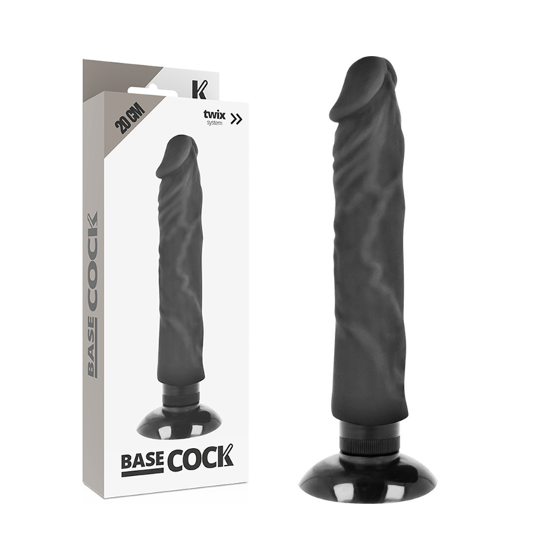 BASECOCK - REALISTYCZNY WIBRATOR 2-1 CZARNY 20 CM -O- 4 CM
