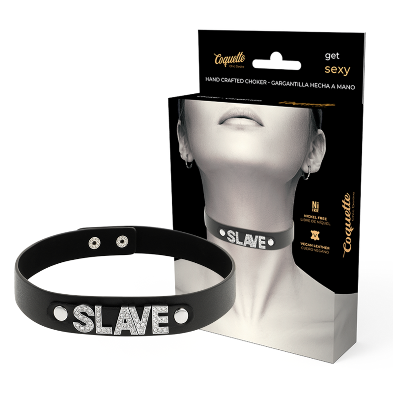 COQUETTE CHIC DESIRE - CHOKER Z WEGAŃSKIEJ SKÓRY SLAVE