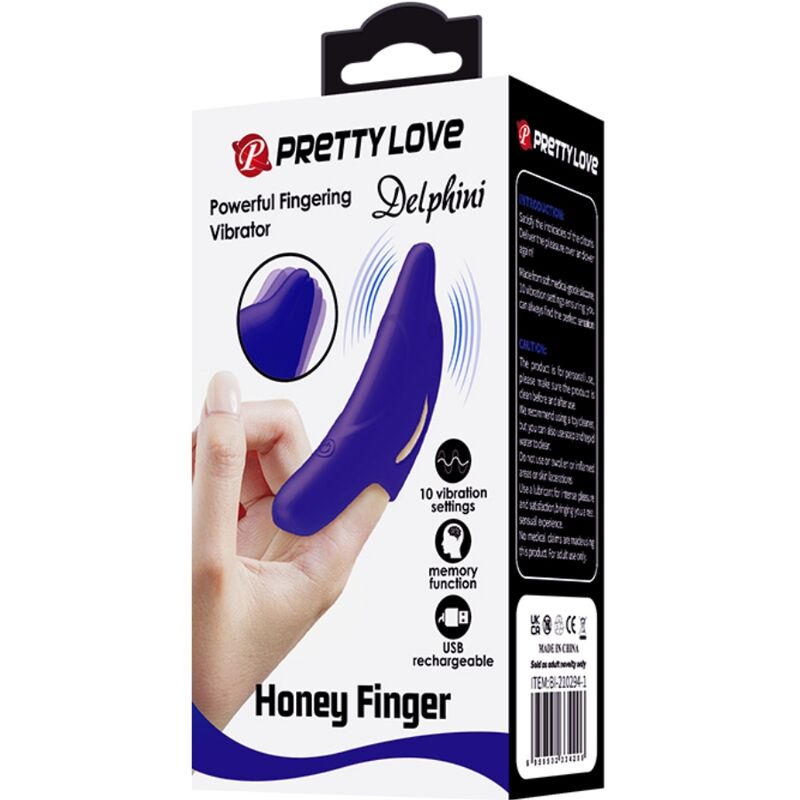 PRETTY LOVE - DELPHINI MOCNY CIEMNONIEBIESKI STYMULATOR PALCOWY