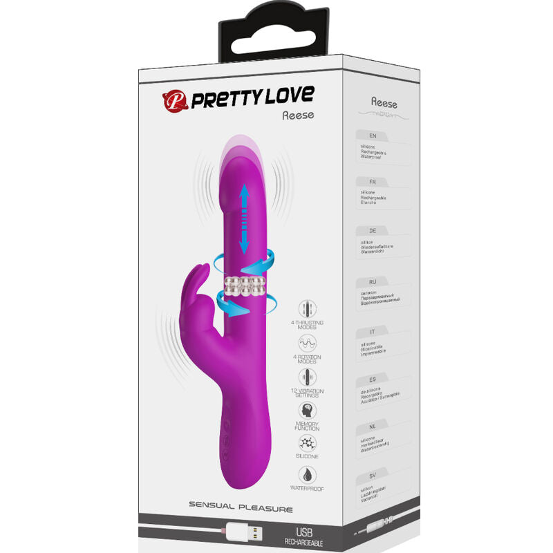 PRETTY LOVE - WIBRATOR REESE Z FIOLETOWĄ ROTACJĄ