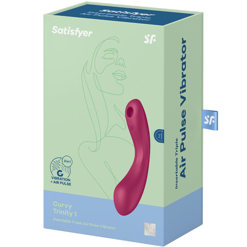 SATISFYER - CURVE TRINITY 1 WIBRATOR Z FUNKCJĄ PULSACJI POWIETRZA, CZERWONY